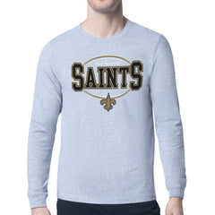 New Orleans Saints Starter Team Track Graphic Long Sleeve T-Shirt Heather Gray | NFL