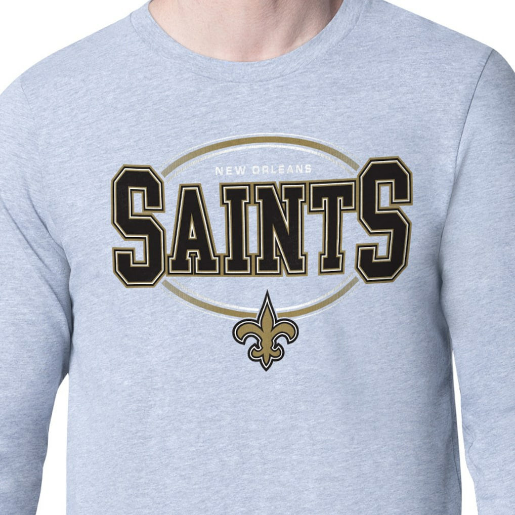 New Orleans Saints Starter Team Track Graphic Long Sleeve T-Shirt Heather Gray | NFL
