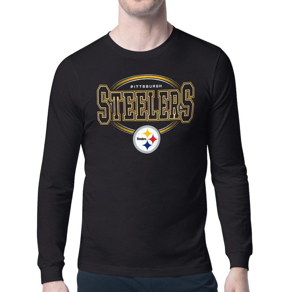 Pittsburgh Steelers Starter Team Track Graphic Long Sleeve T-Shirt Black | NFL