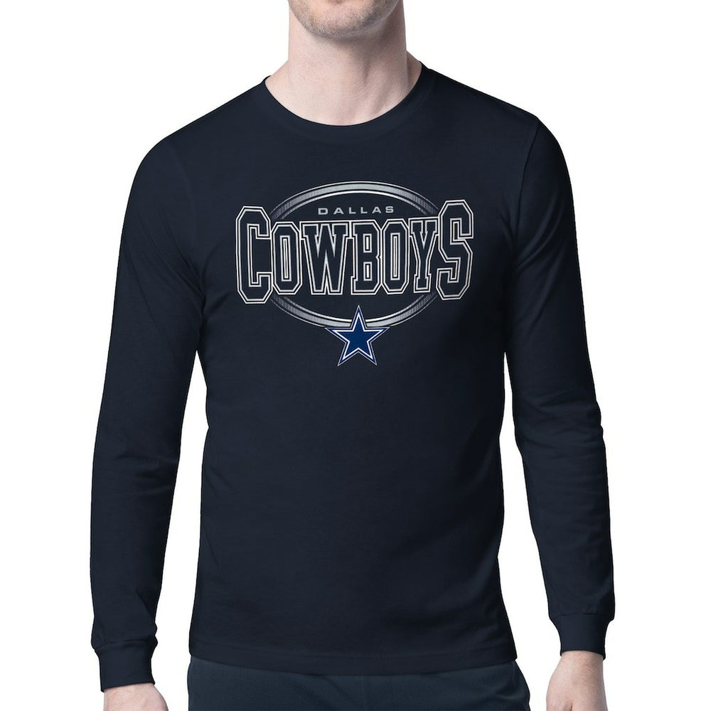 Dallas Cowboys Starter Team Track Graphic Long Sleeve T-Shirt Navy | NFL