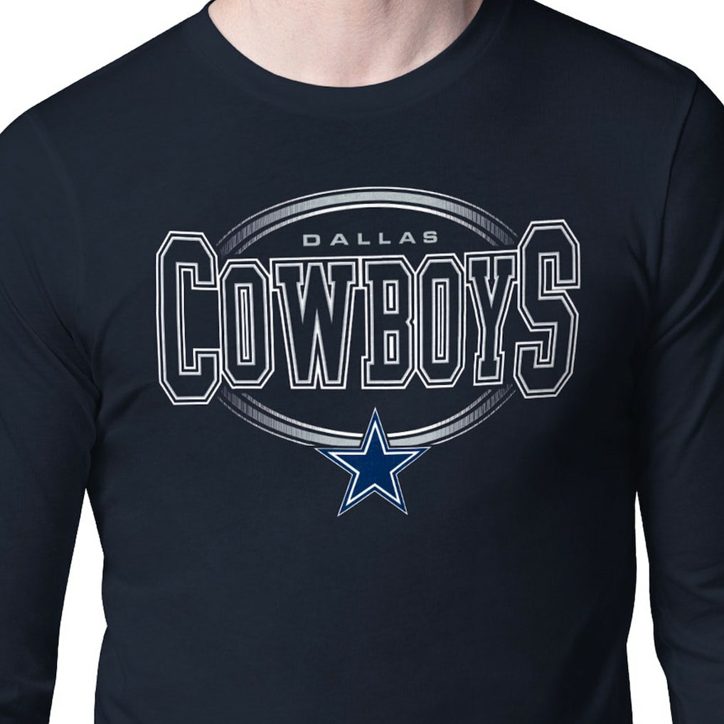 Dallas Cowboys Starter Team Track Graphic Long Sleeve T-Shirt Navy | NFL