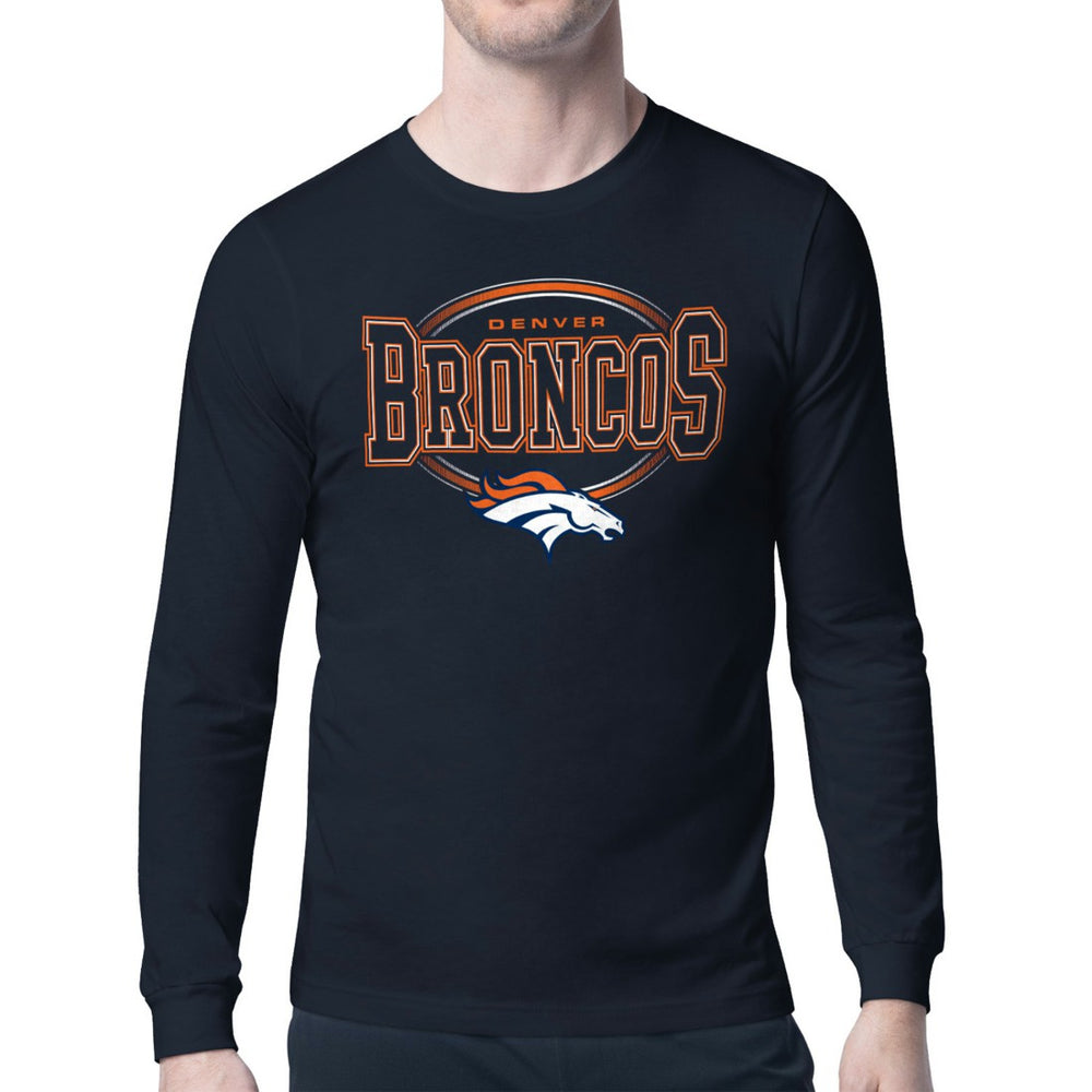 Denver Broncos Starter Team Track Graphic Long Sleeve T-Shirt Navy | NFL