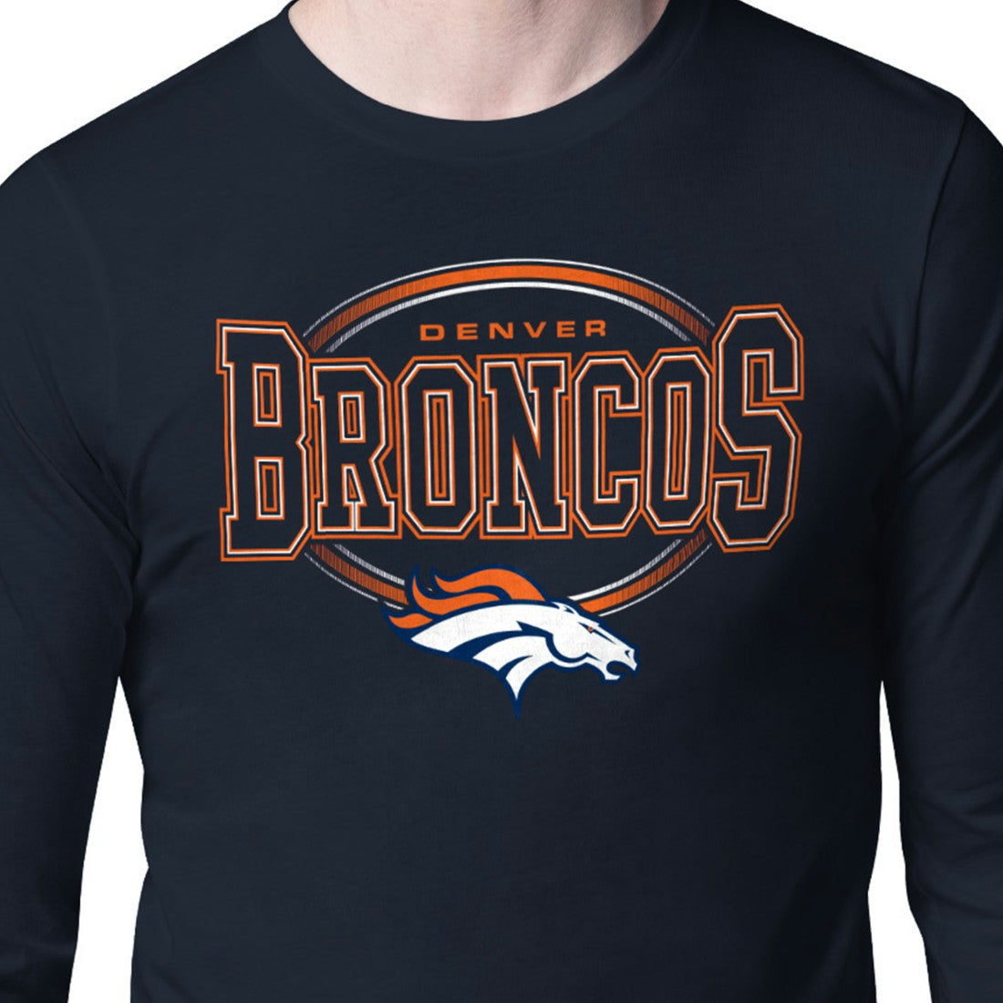 Denver Broncos Starter Team Track Graphic Long Sleeve T-Shirt Navy | NFL