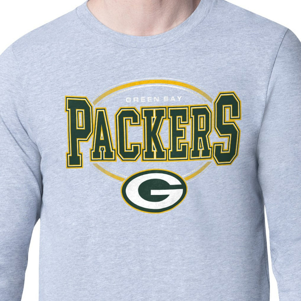 Green Bay Packers Starter Team Track Graphic Long Sleeve T-Shirt Heather Gray | NFL