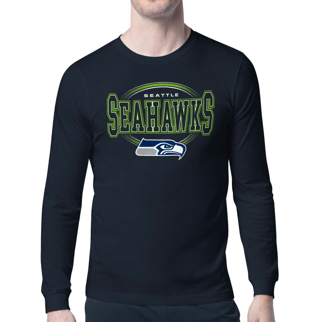 Seattle Seahawks Starter Team Track Graphic Long Sleeve T-Shirt College Navy | NFL