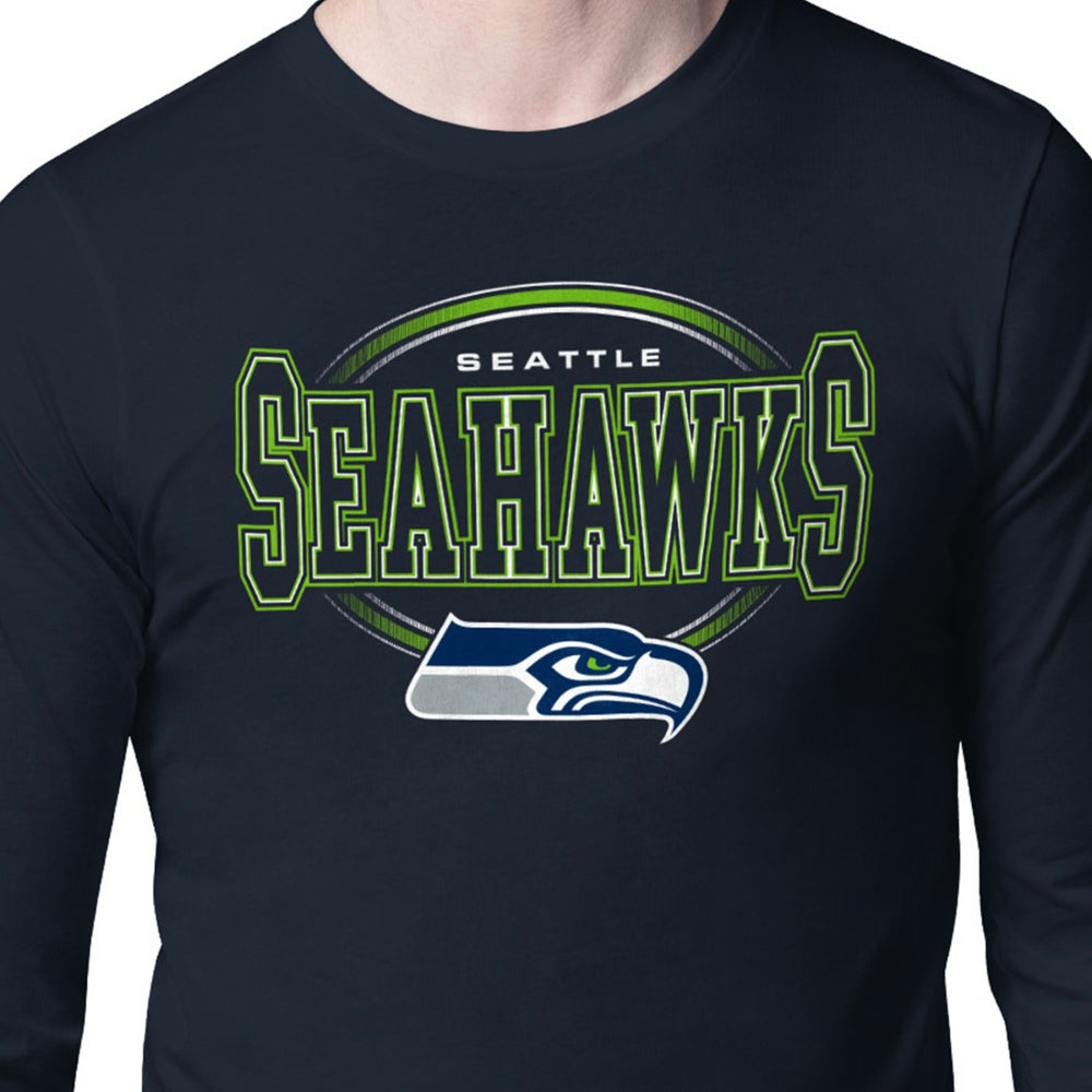 Seattle Seahawks Starter Team Track Graphic Long Sleeve T-Shirt College Navy | NFL