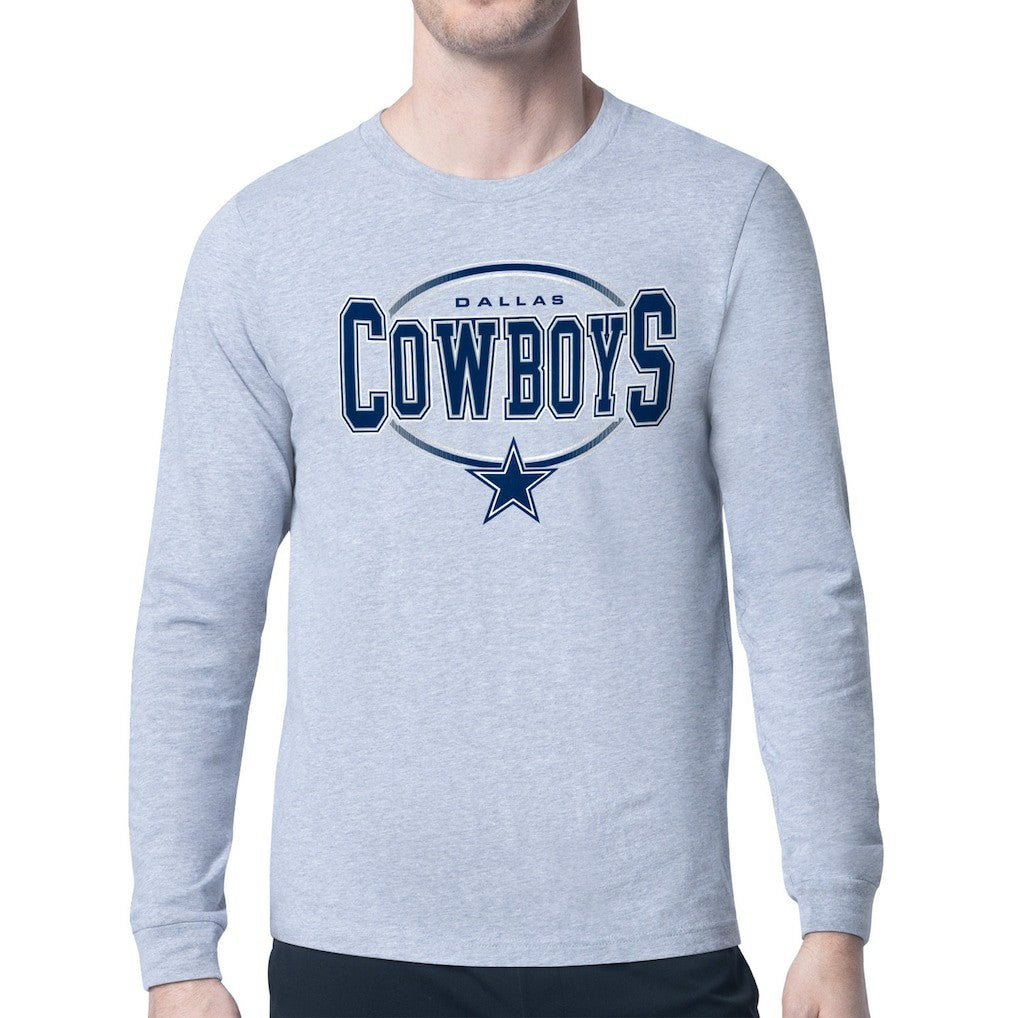 Dallas Cowboys Starter Team Track Graphic Long Sleeve T-Shirt Heather Gray | NFL