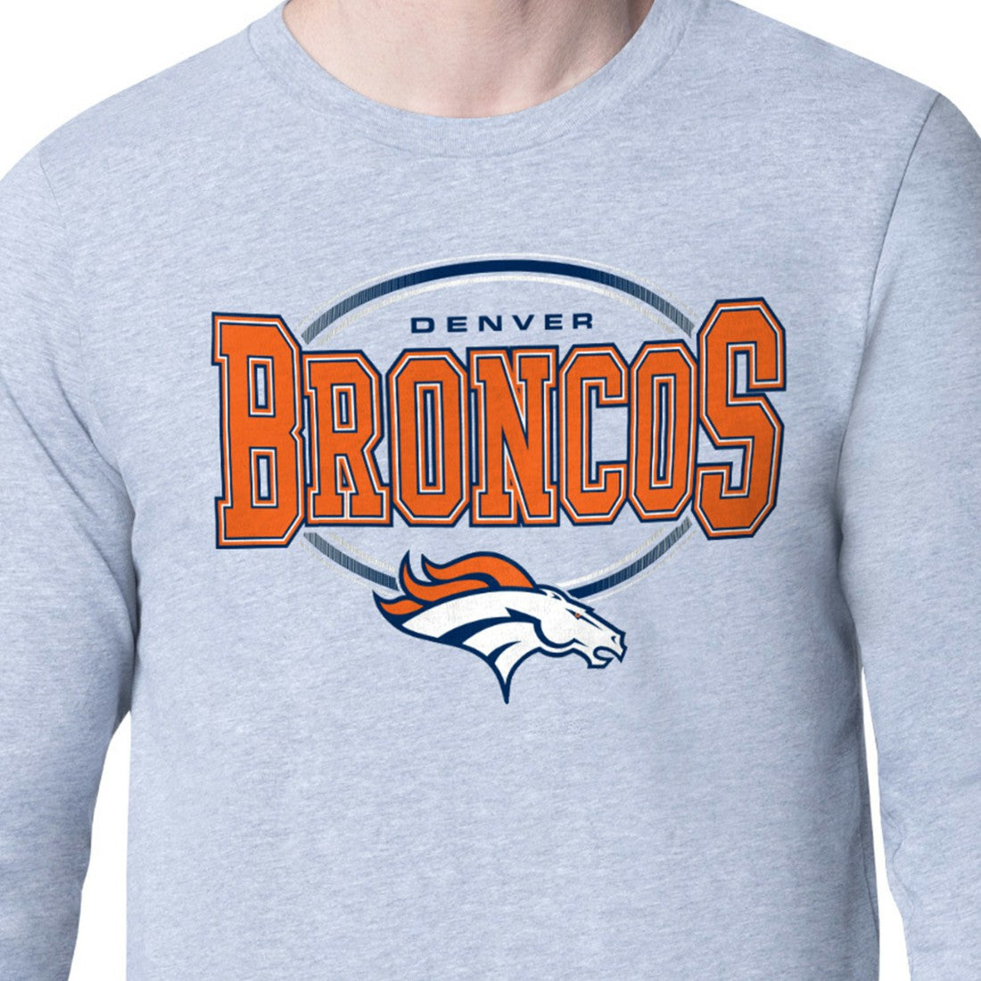 Denver Broncos Starter Team Track Graphic Long Sleeve T-Shirt Heather Gray | NFL