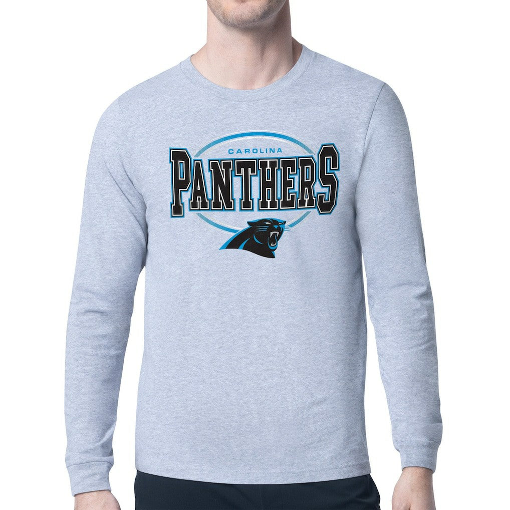 Carolina Panthers Starter Team Track Graphic Long Sleeve T-Shirt Heather Gray | NFL