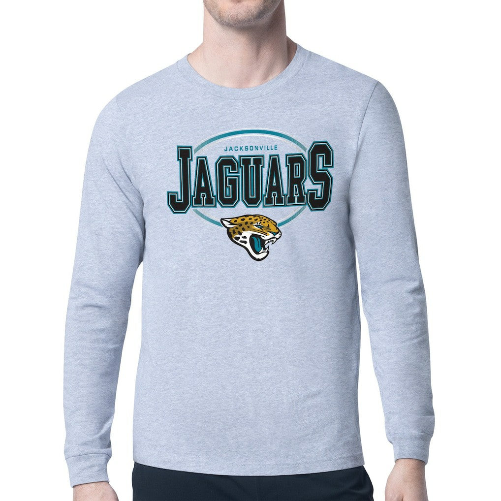 Jacksonville Jaguars Starter Team Track Graphic Long Sleeve T-Shirt Heather Gray | NFL