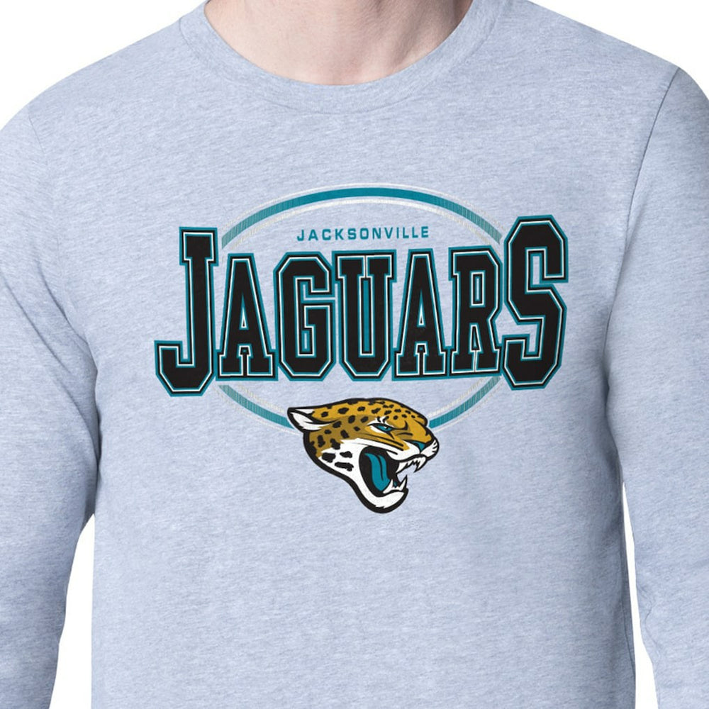 Jacksonville Jaguars Starter Team Track Graphic Long Sleeve T-Shirt Heather Gray | NFL