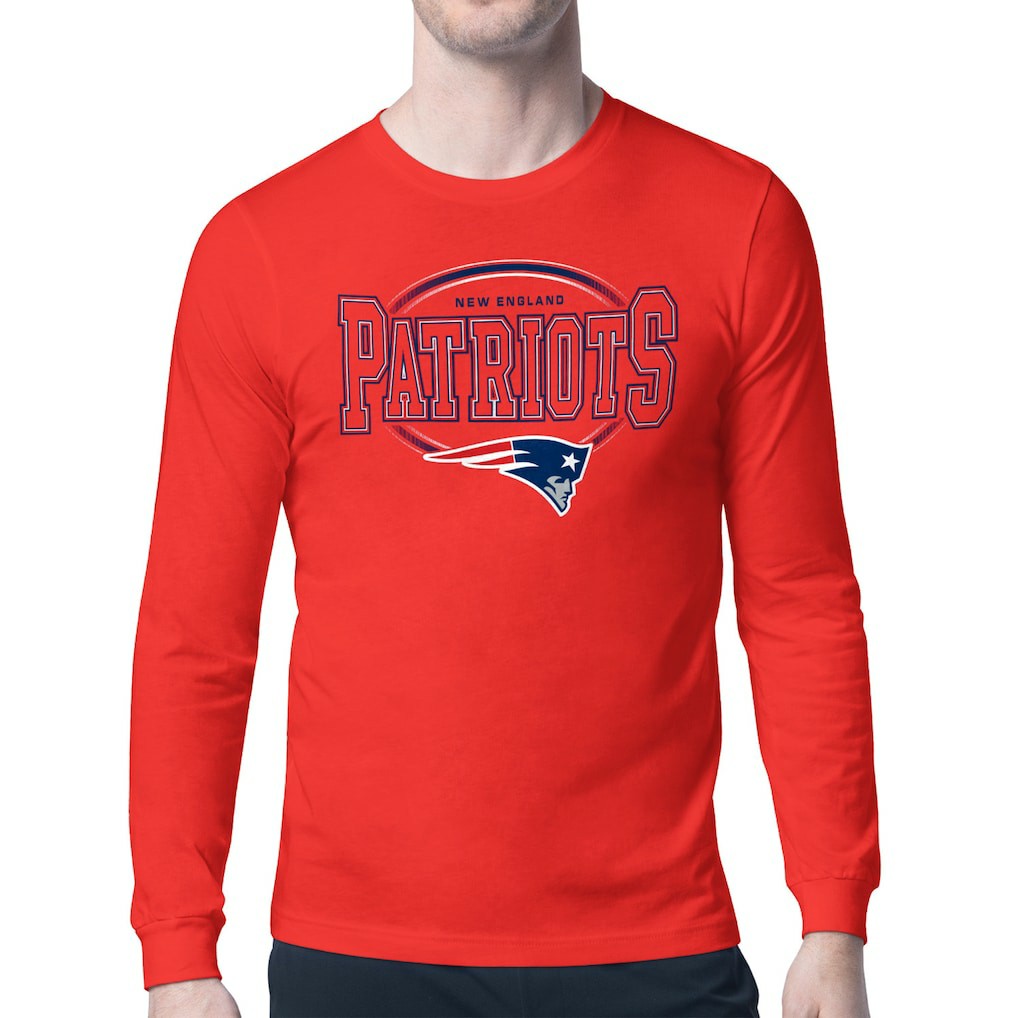 New England Patriots Starter Team Track Graphic Long Sleeve T-Shirt Red | NFL