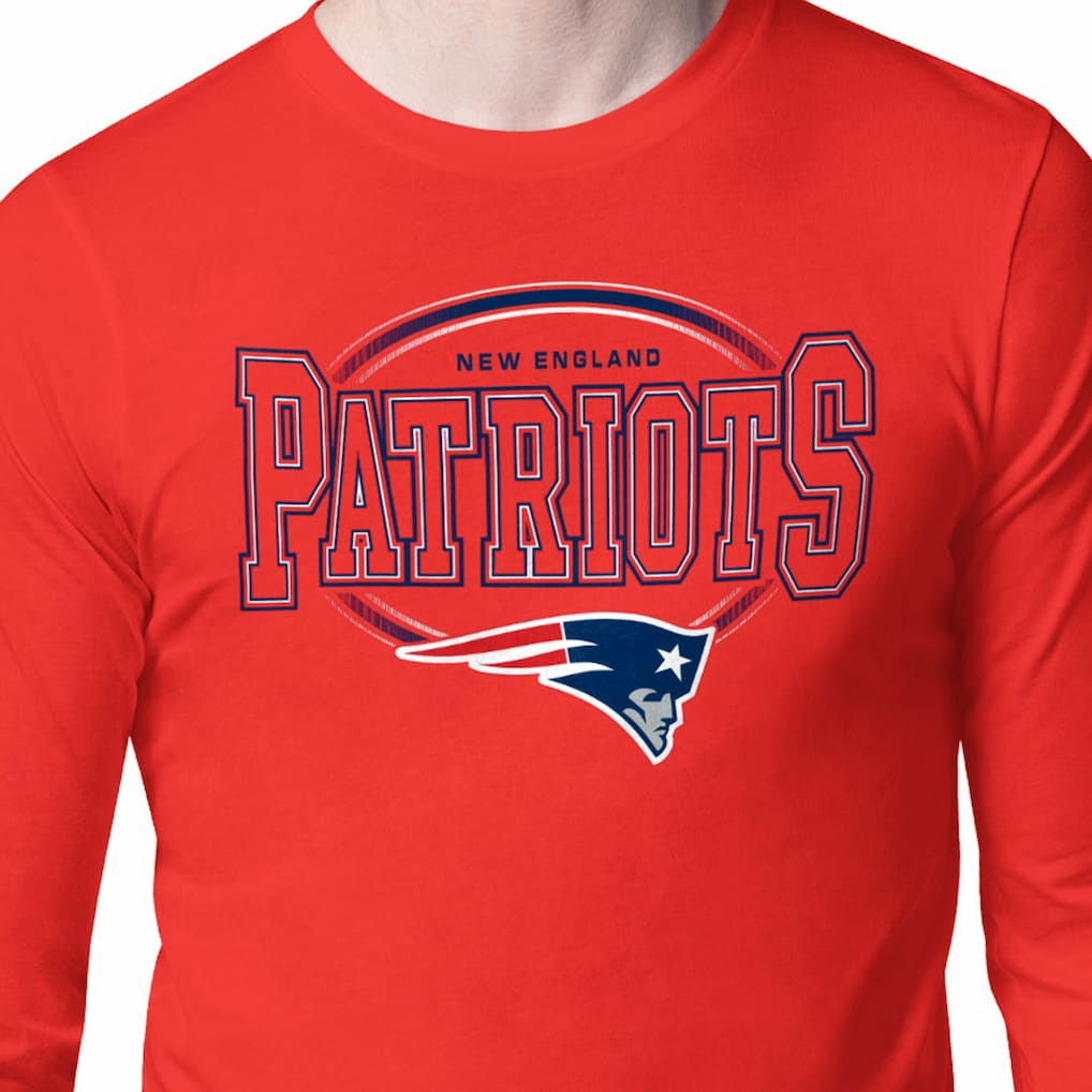 New England Patriots Starter Team Track Graphic Long Sleeve T-Shirt Red | NFL