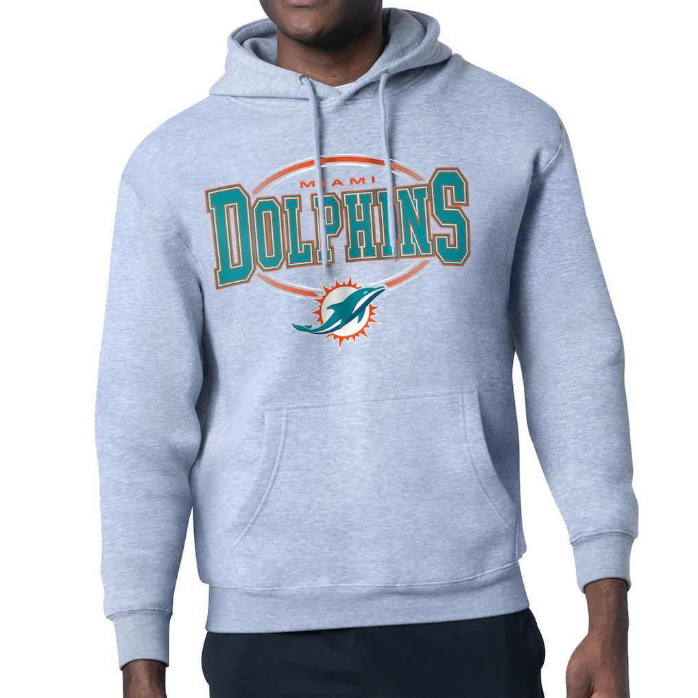 Miami Dolphins Starter Team Track Graphic Pullover Hoodie Heather Gray | NFL