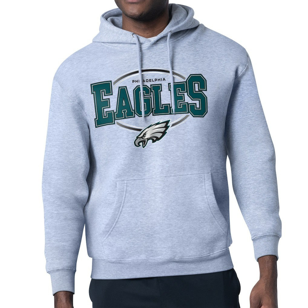 Philadelphia Eagles Starter Team Track Graphic Pullover Hoodie Heather Gray | NFL