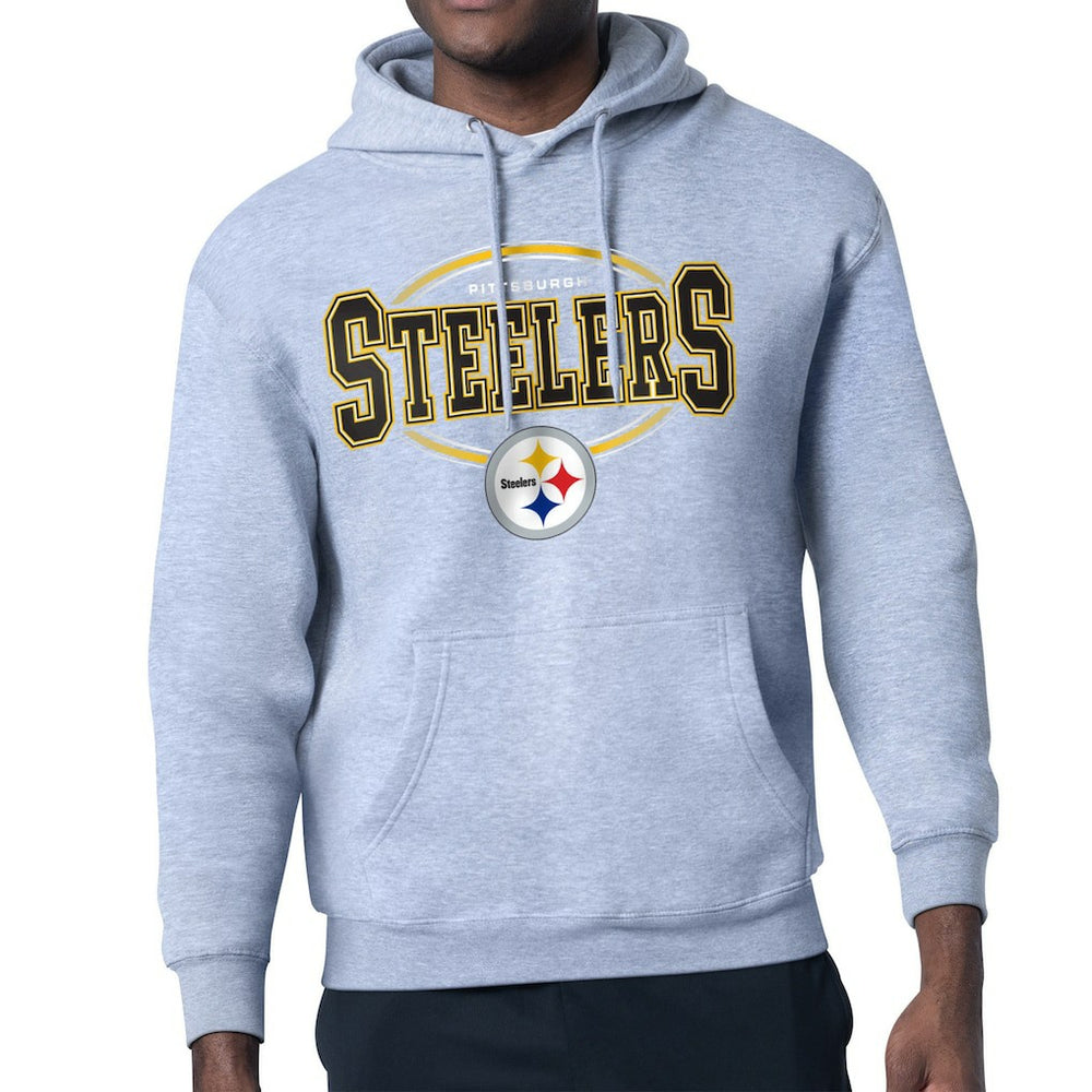 Pittsburgh Steelers Starter Team Track Graphic Pullover Hoodie Heather Gray | NFL