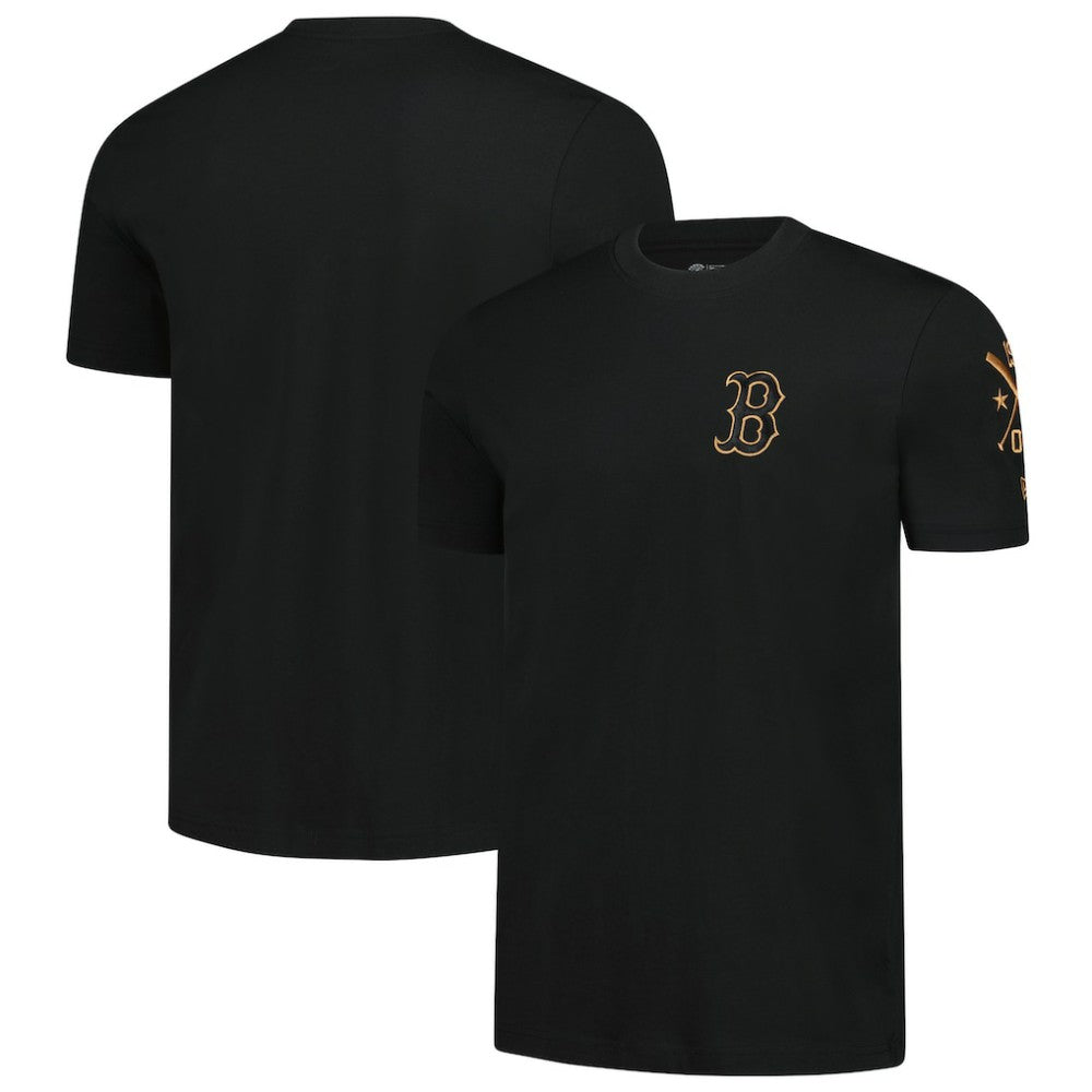 Boston Red Sox New Era Bronze Logo with Cross Bats Established T-Shirt - MLB