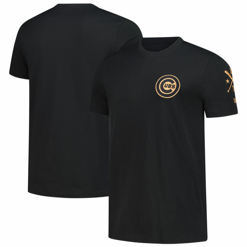 Chicago Cubs New Era Bronze Logo with Cross Bats Established T-Shirt - MLB