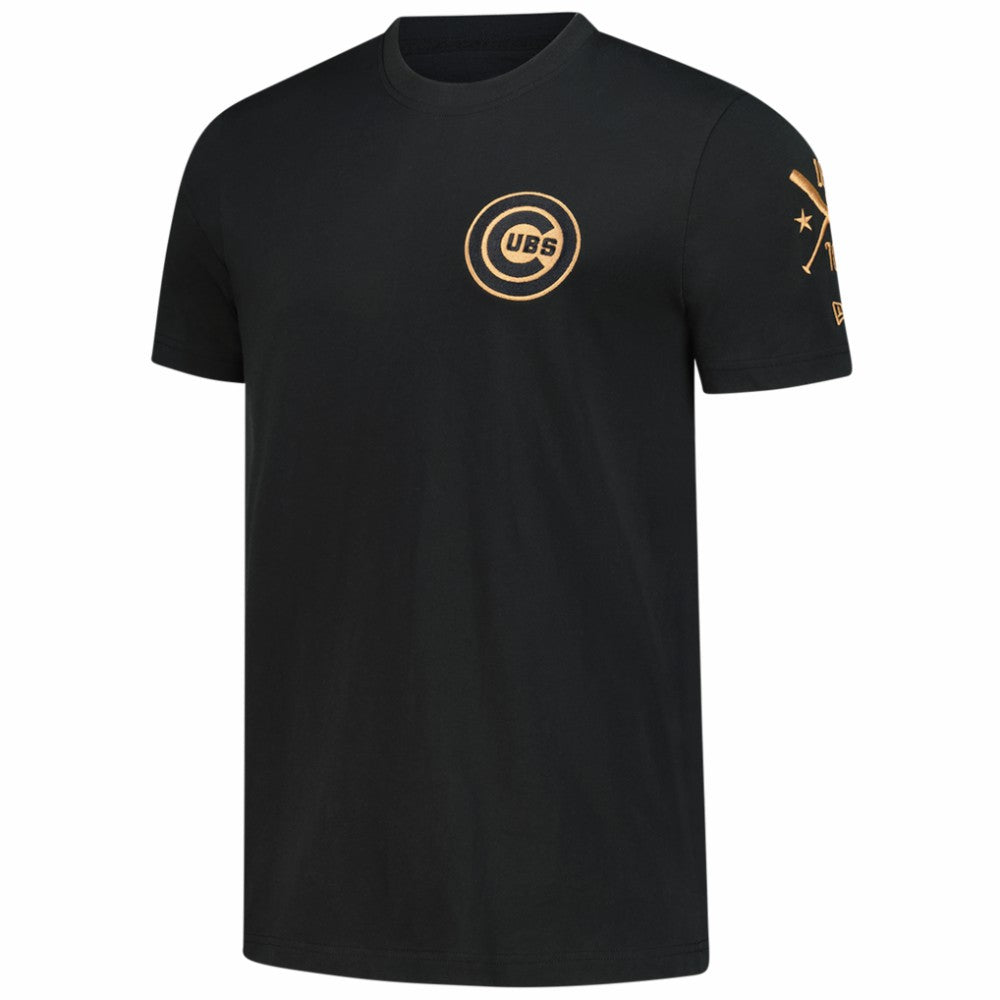 Chicago Cubs New Era Bronze Logo with Cross Bats Established T-Shirt - MLB