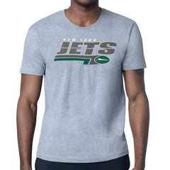 New York Jets Starter Logo Push Graphic T-Shirt Heather Gray | NFL