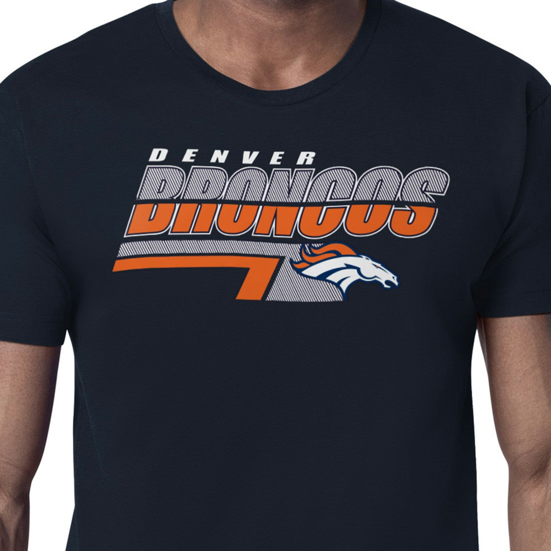 Denver Broncos Starter Logo Push Graphic T-Shirt Navy | NFL