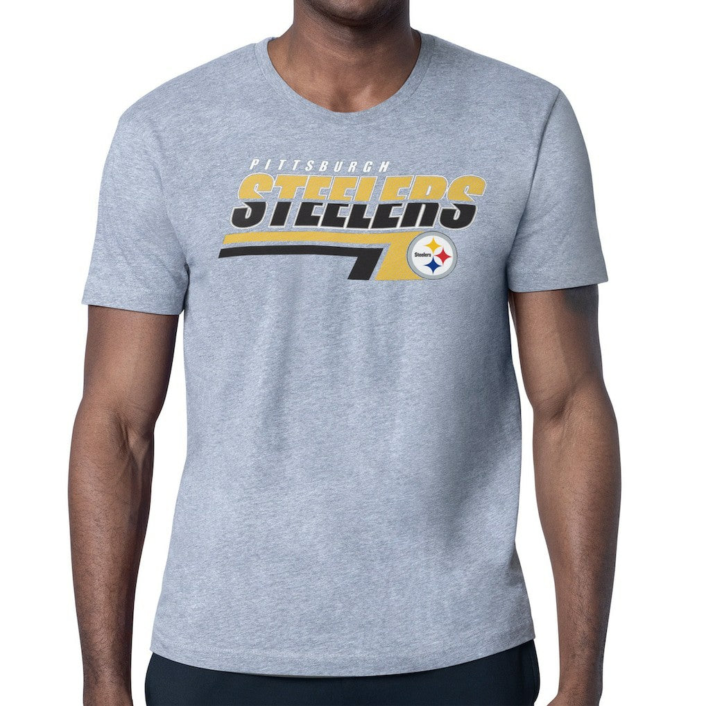 Pittsburgh Steelers Starter Logo Push Graphic T-Shirt Heather Gray | NFL