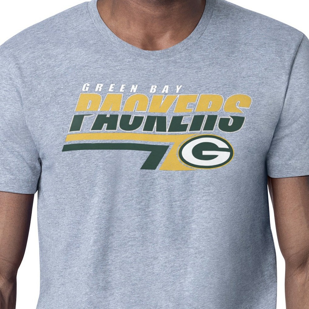 Green Bay Packers Starter Logo Push Graphic T-Shirt Heather Gray | NFL