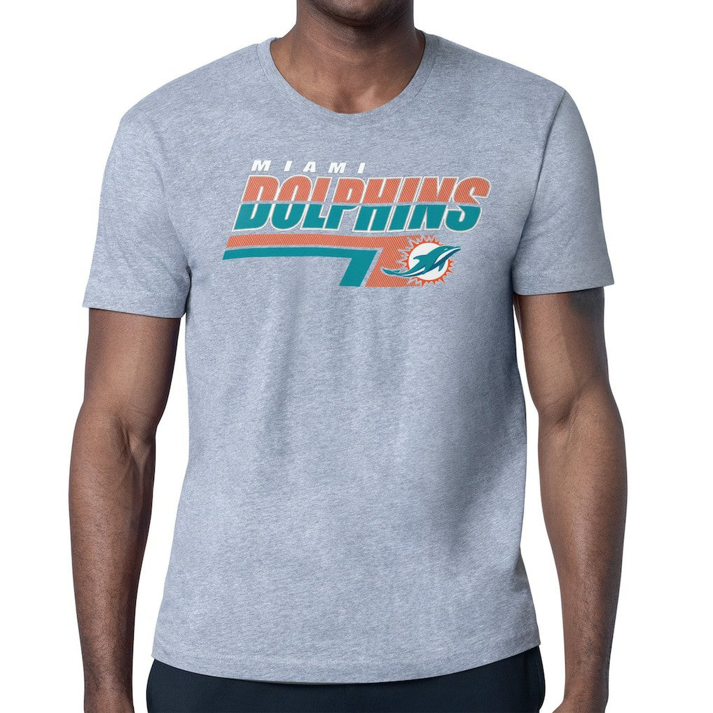 Miami Dolphins Starter Logo Push Graphic T-Shirt Heather Gray | NFL