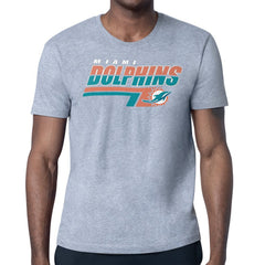 Miami Dolphins Starter Logo Push Graphic T-Shirt Heather Gray | NFL