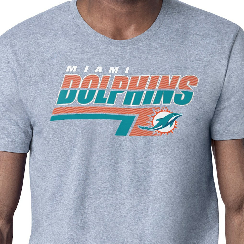 Miami Dolphins Starter Logo Push Graphic T-Shirt Heather Gray | NFL
