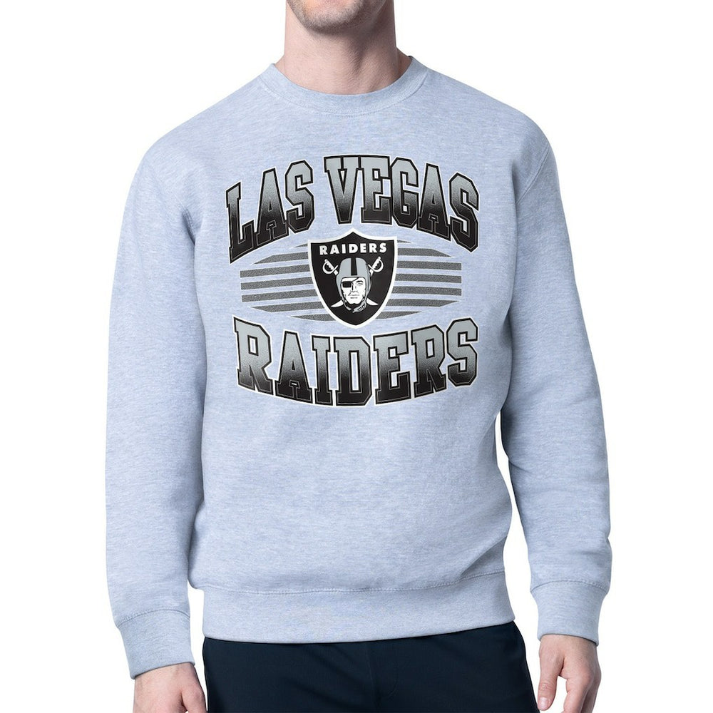 Las Vegas Raiders Starter Team Grit Graphic Fleece Pullover Sweatshirt Heather Gray | NFL