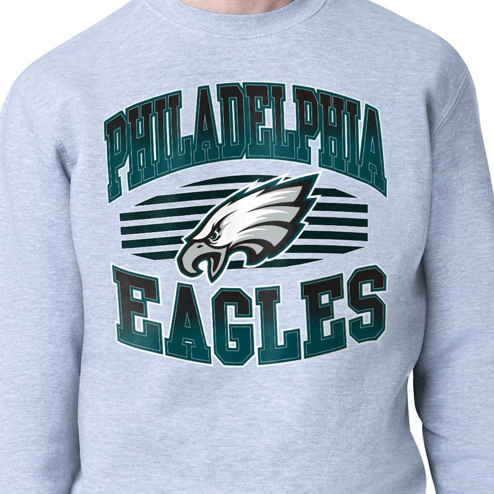 Philadelphia Eagles Starter Team Grit Graphic Fleece Pullover Sweatshirt Heather Gray | NFL