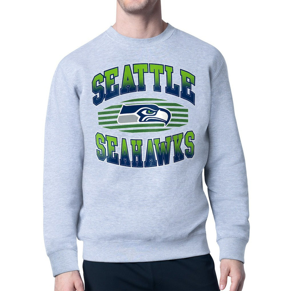 Seattle Seahawks Starter Team Grit Graphic Fleece Pullover Sweatshirt Heather Gray | NFL