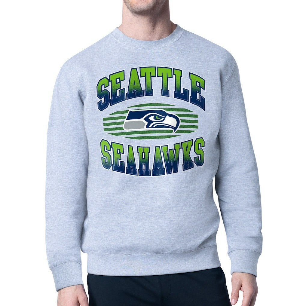 Seattle Seahawks Starter Team Grit Graphic Fleece Pullover Sweatshirt Heather Gray | NFL