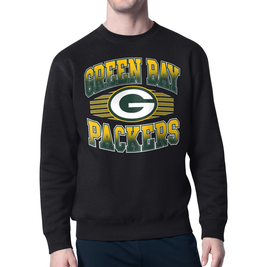 Green Bay Packers Starter Team Grit Graphic Fleece Pullover Sweatshirt Black | NFL