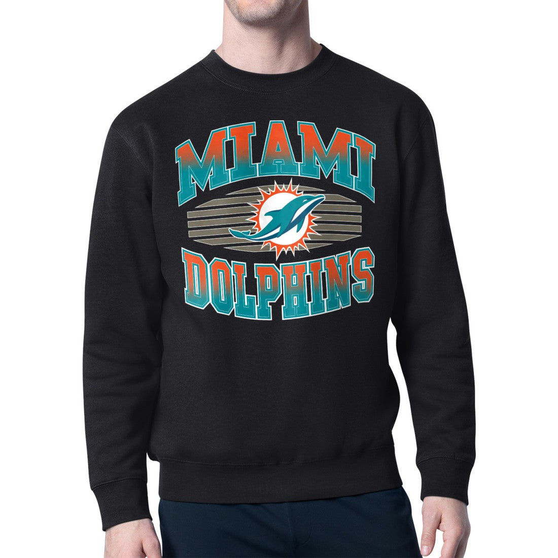 Miami Dolphins Starter Team Grit Graphic Fleece Pullover Sweatshirt Black | NFL
