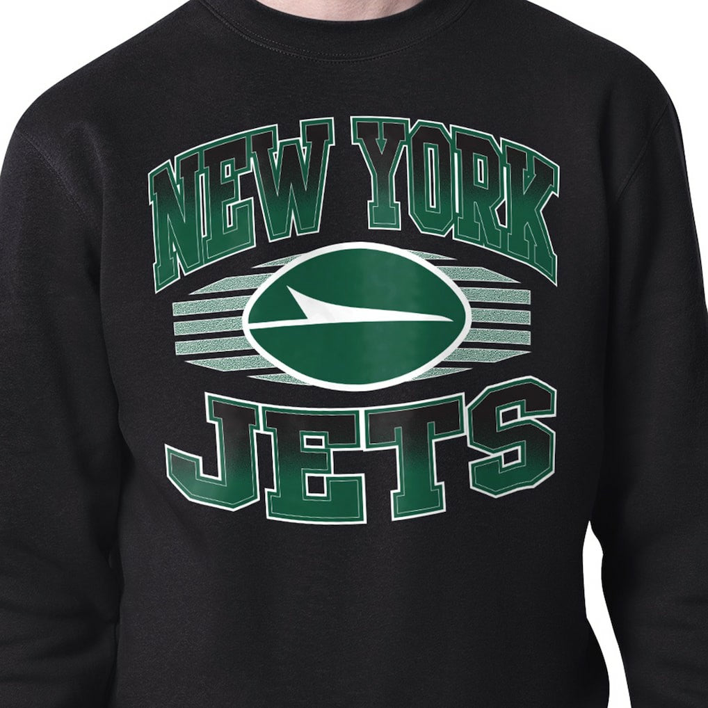 New York Jets Starter Team Grit Graphic Fleece Pullover Sweatshirt Black | NFL
