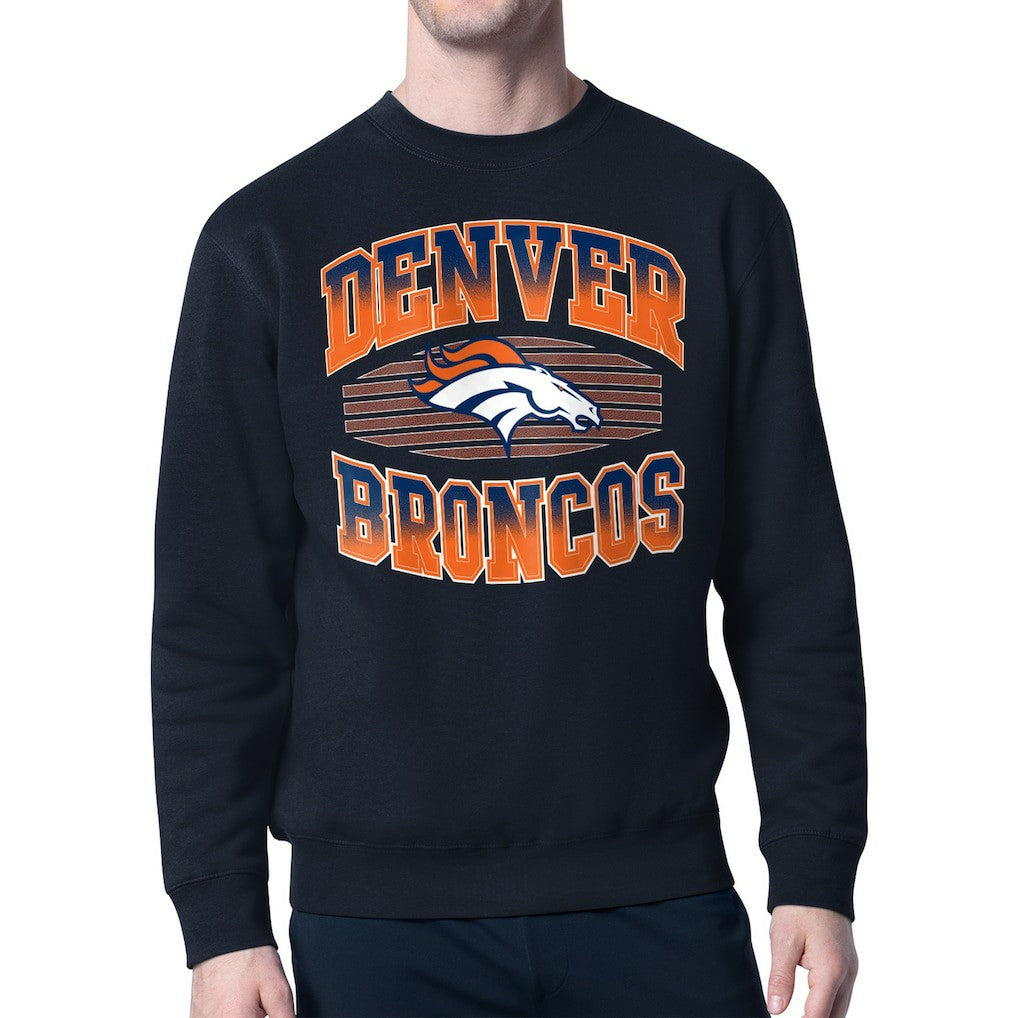 Denver Broncos Starter Team Grit Graphic Fleece Pullover Sweatshirt Navy | NFL