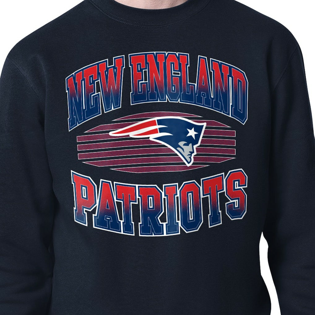 New England Patriots Starter Team Grit Graphic Fleece Pullover Sweatshirt Navy | NFL