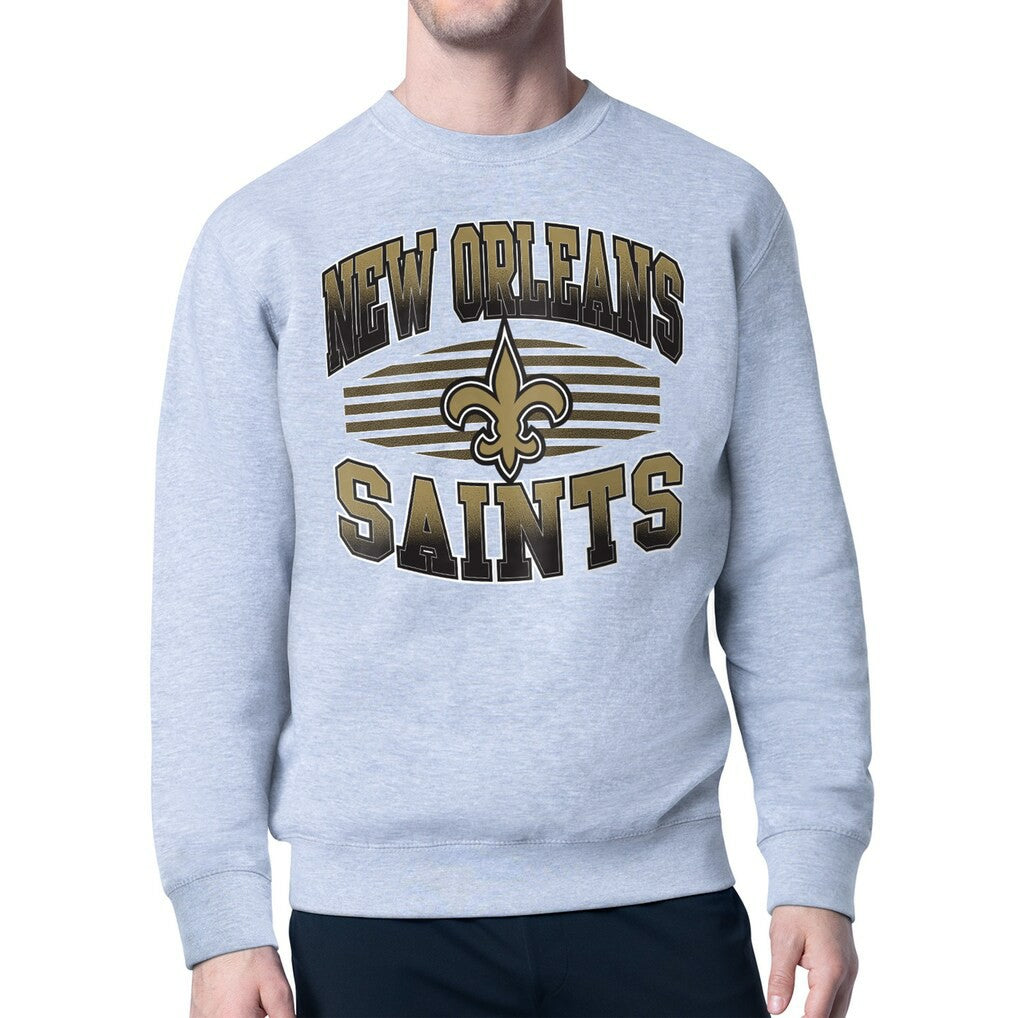 New Orleans Saints Starter Team Grit Graphic Fleece Pullover Sweatshirt Heather Gray | NFL