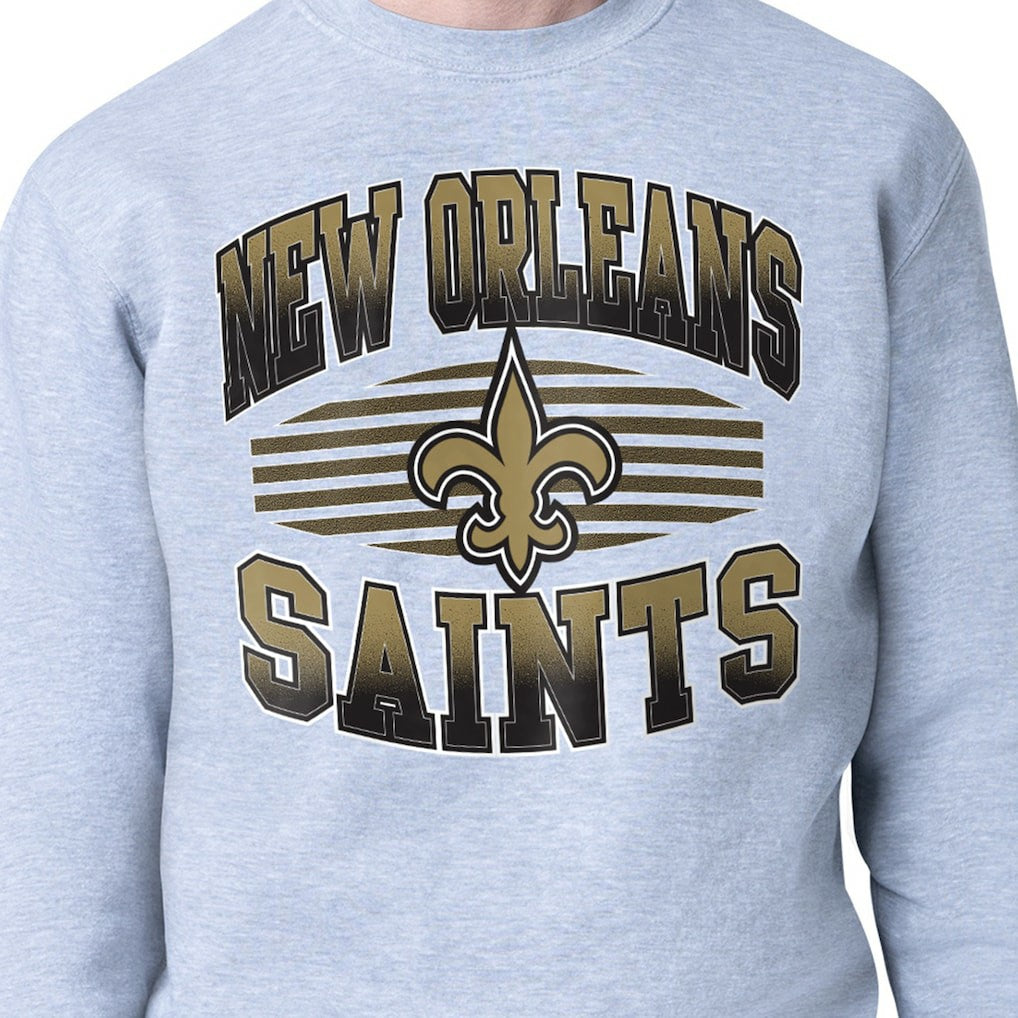 New Orleans Saints Starter Team Grit Graphic Fleece Pullover Sweatshirt Heather Gray | NFL