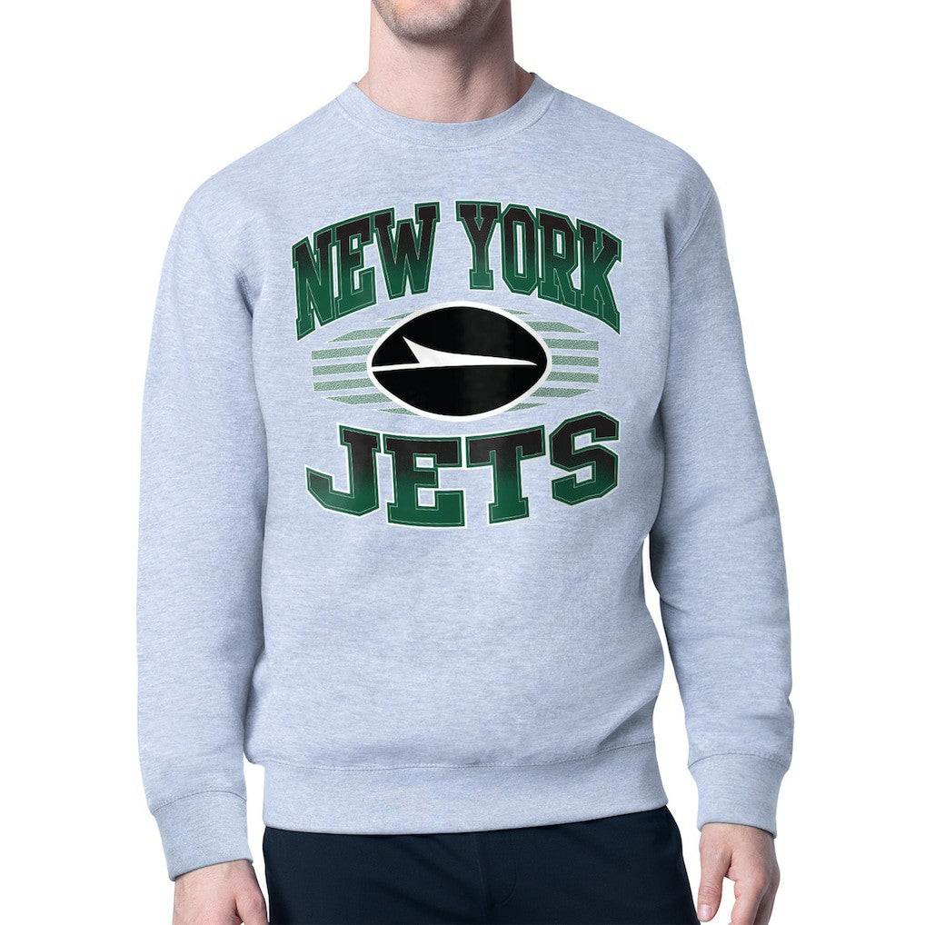 New York Jets Starter Team Grit Graphic Fleece Pullover Sweatshirt Heather Gray | NFL