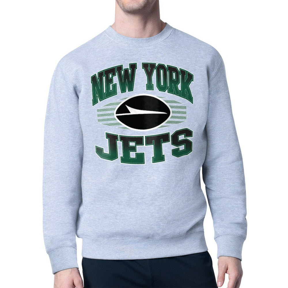 New York Jets Starter Team Grit Graphic Fleece Pullover Sweatshirt Heather Gray | NFL
