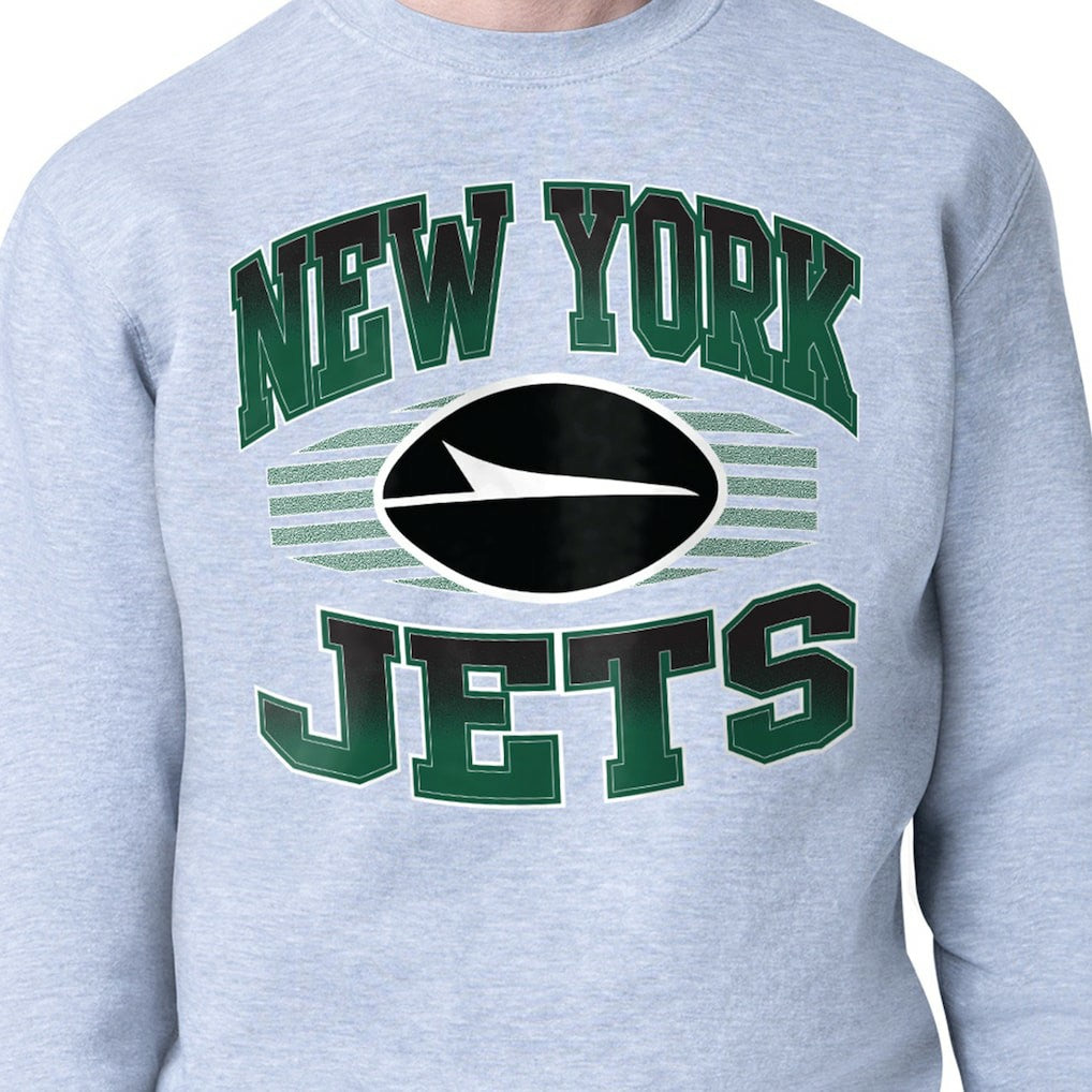 New York Jets Starter Team Grit Graphic Fleece Pullover Sweatshirt Heather Gray | NFL
