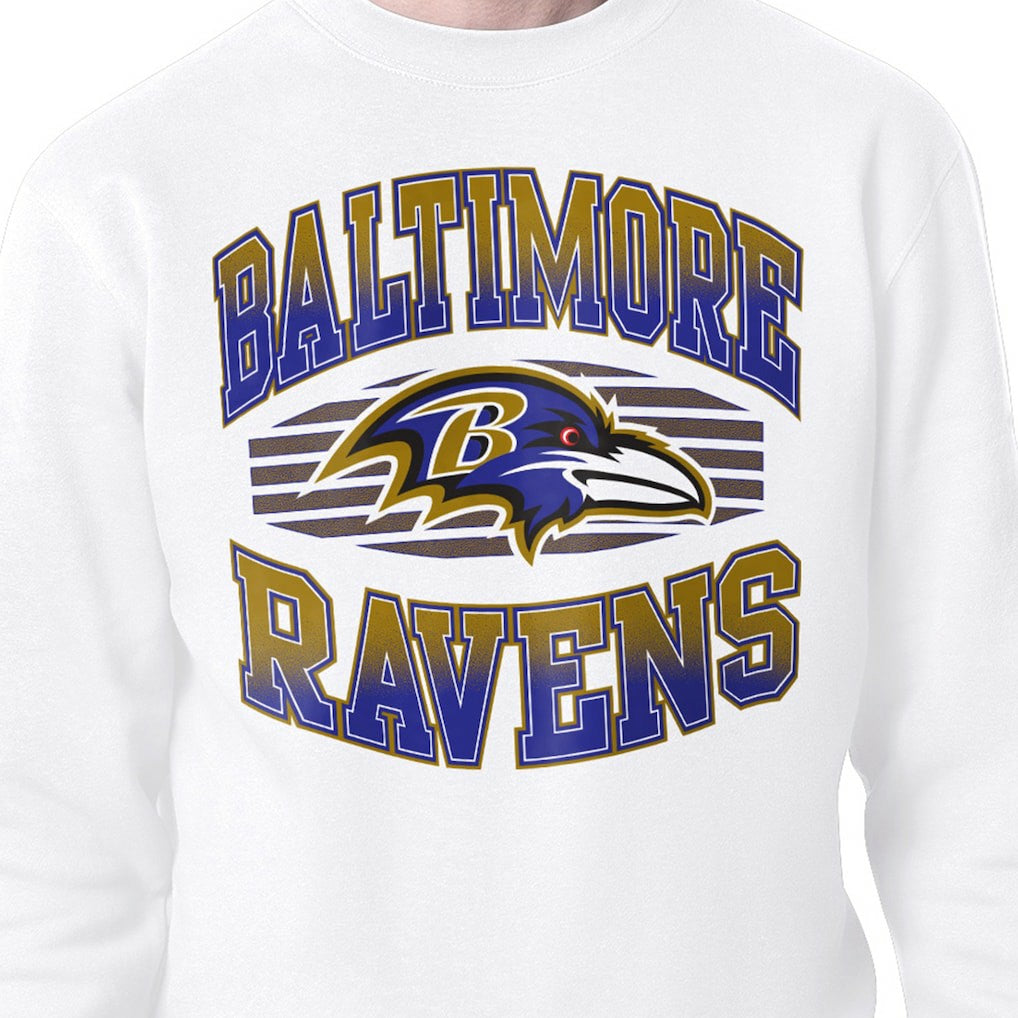 Baltimore Ravens Starter Team Grit Graphic Fleece Pullover Sweatshirt White | NFL