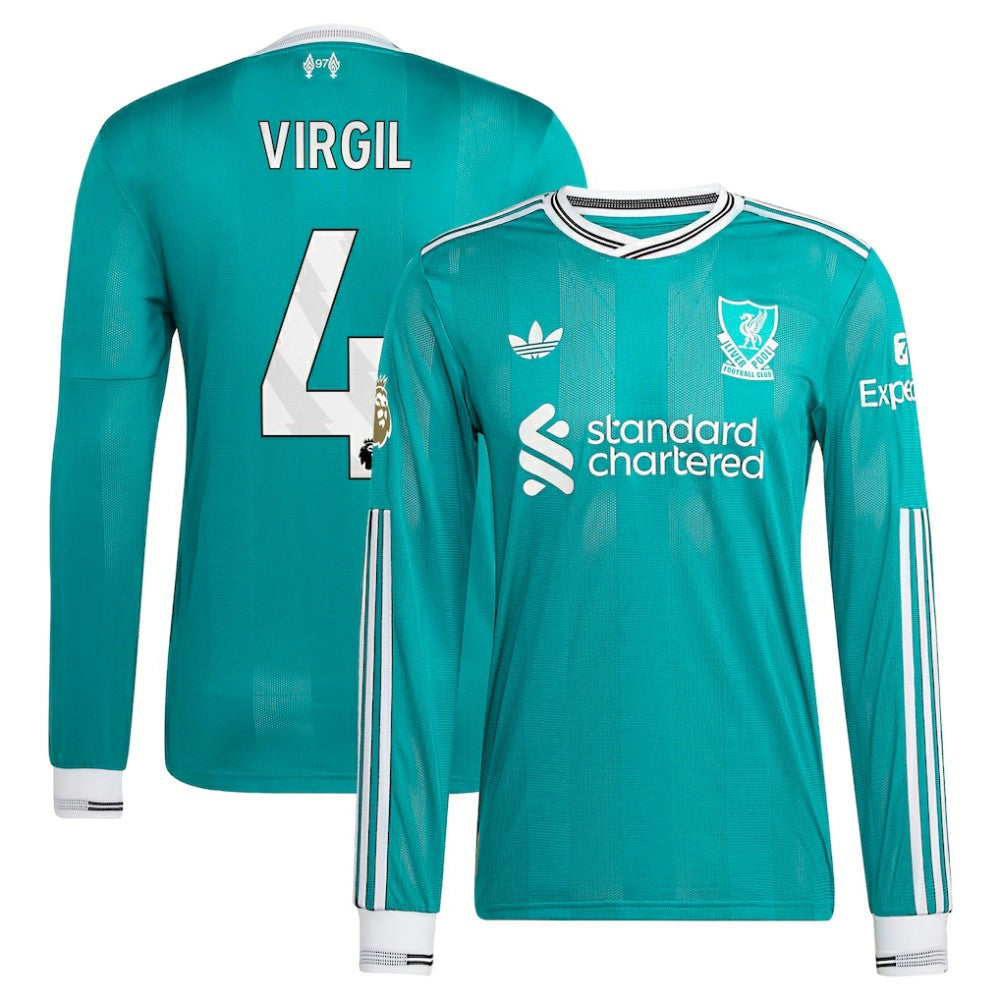Virgil van Dijk Liverpool 2025/26 Third Long Sleeve Player Jersey Green | Adidas Online