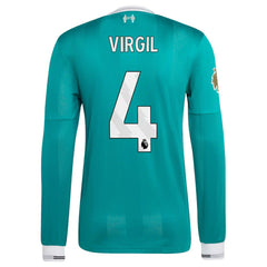 Virgil van Dijk Liverpool 2025/26 Third Long Sleeve Player Jersey Green | Adidas Online