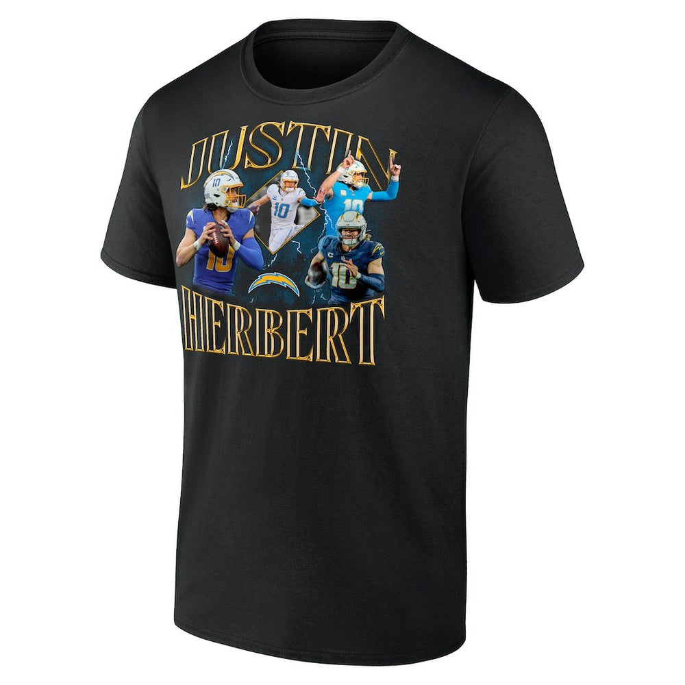 Justin Herbert Los Angeles Chargers Notorious Graphic T-Shirt Black | NFL