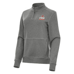 Cincinnati Bengals Antigua Women's Streak Crush Quarter-Zip Pullover Heather Black | NFL