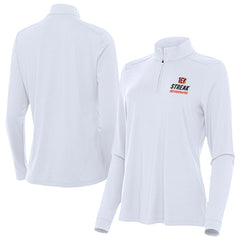 Cincinnati Bengals Antigua Women's Streak Intent Quarter-Zip Pullover White | NFL